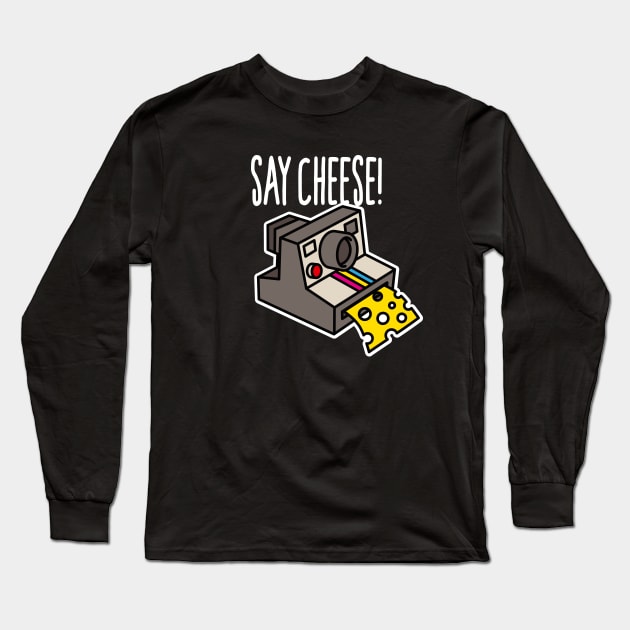 Say cheese funny vintage instant camera cartoon Long Sleeve T-Shirt by LaundryFactory